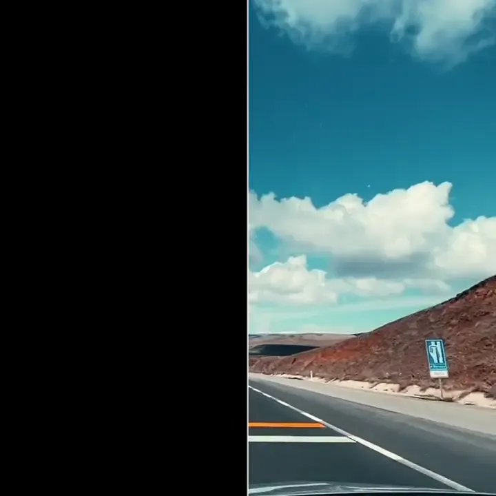 Dash cam video repair example: driving footage turns black during playback while the reference continues.