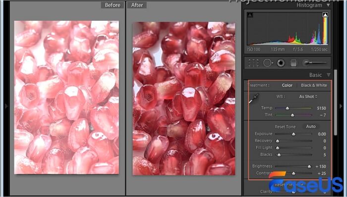 fix overexposed picture in Adobe Lightroom