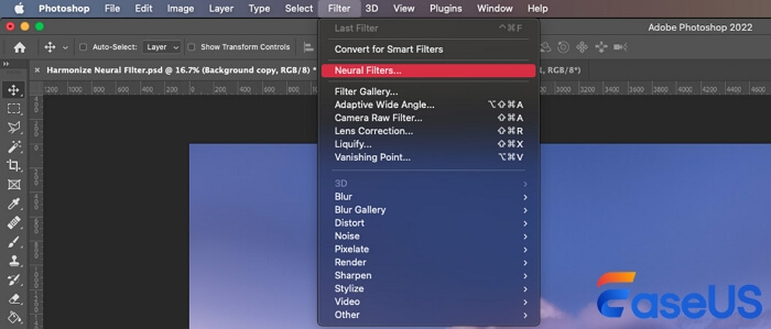 choose Neural Filters in Photoshop