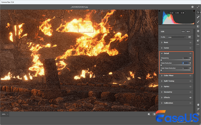 reduce noise in the Detail tab