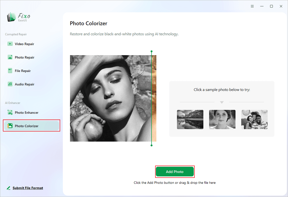 launch Fixo and select Photo Colorizer